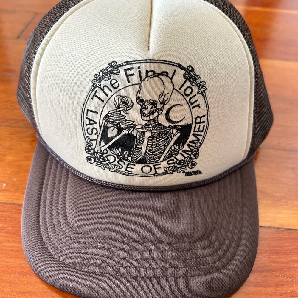 Brown and Cream Skeleton Graphic Trucker Hat